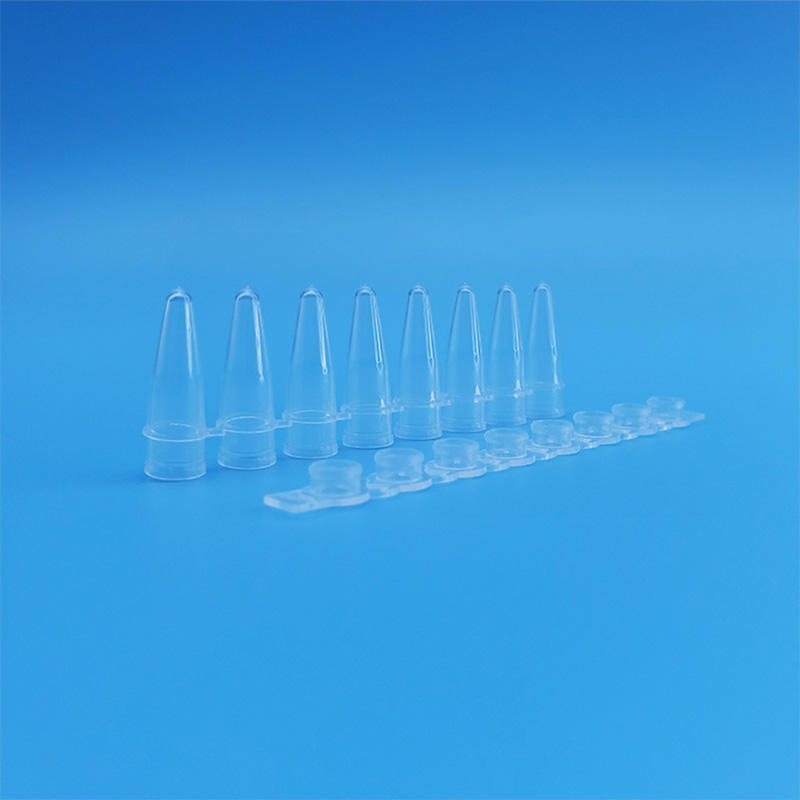 0.2ml 8-Strip PCR Tube Polypropylene PCR Tubes Strips With Attached Optical Flat cover