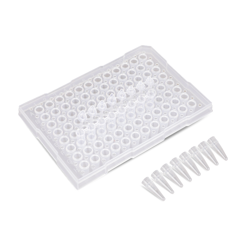 0.2ml 8-Strip PCR Tube Polypropylene PCR Tubes Strips With Attached Optical Flat cover